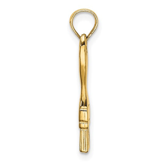 10K Yellow Gold 3D Painters Paint Brush Pendant