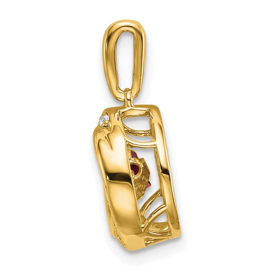 14K Yellow/White Gold Animated Stone Natural Garnet & Diamond Pendant