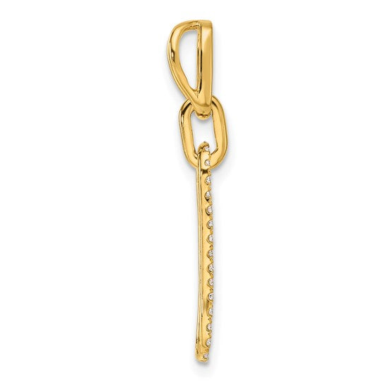 14K Yellow Gold 1/6 Carat Diamond Paperclip Pendant