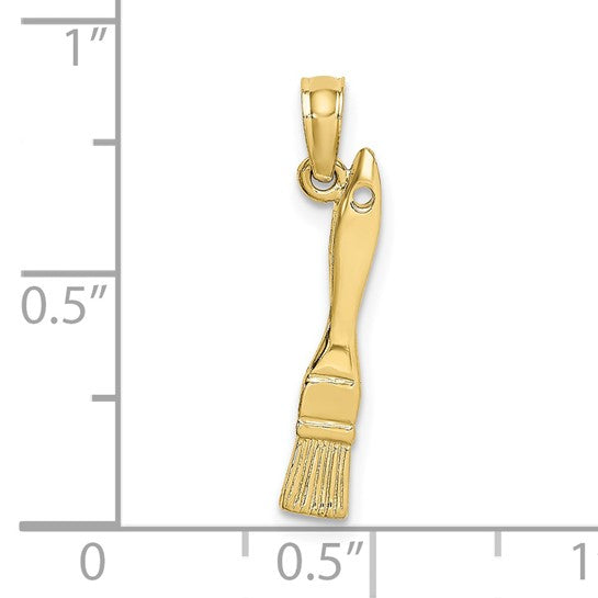 10K Yellow Gold 3D Painters Paint Brush Pendant