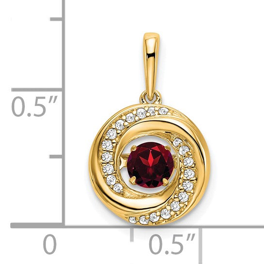 14K Yellow/White Gold Animated Stone Natural Garnet & Diamond Pendant