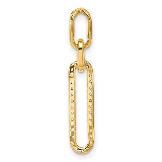 14K Yellow Gold 1/6 Carat Diamond Paperclip Pendant