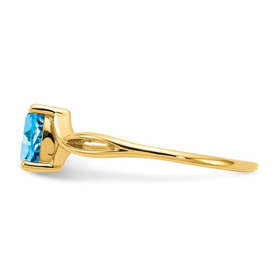 10K Yellow Gold .5 Carat Oval Blue Topaz Solitaire Ring