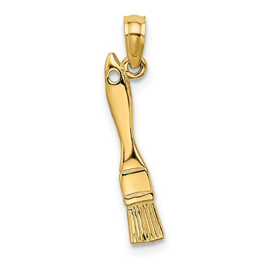 10K Yellow Gold 3D Painters Paint Brush Pendant
