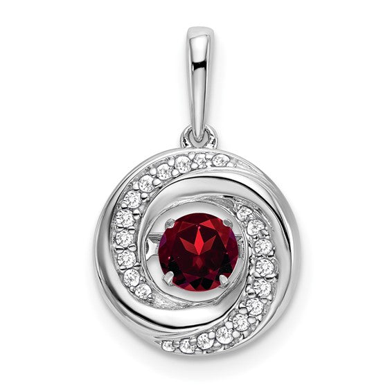 14K Yellow/White Gold Animated Stone Natural Garnet & Diamond Pendant