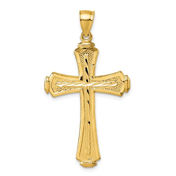 14K Diamond Cut Gold Cross Pendant