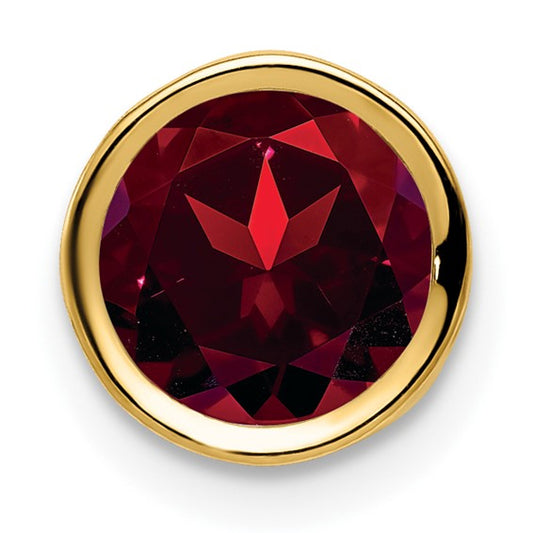 14K Yellow Gold 1.6 Carat Natural Garnet In Bezel Chain Slide