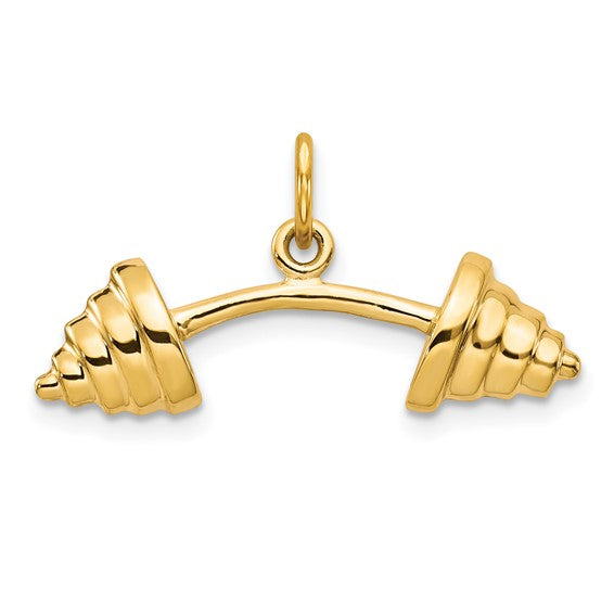 10K/14K White/Yellow Gold Barbell Pendant