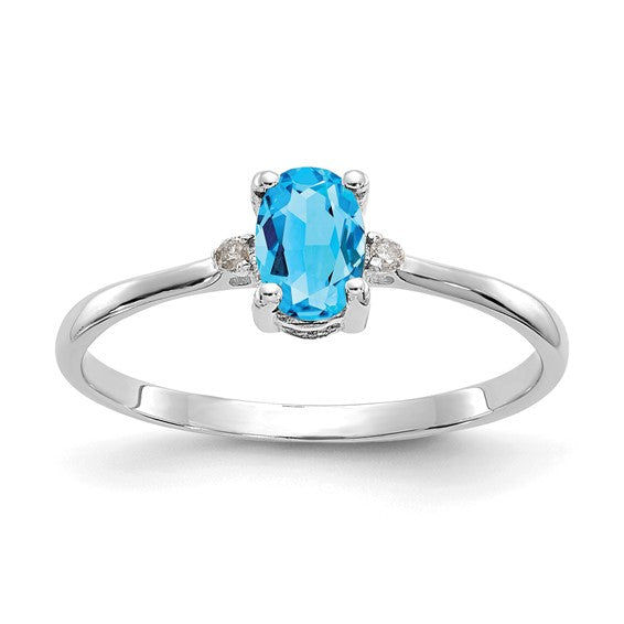 10K White/Yellow Gold .5 Carat Blue Topaz & Diamond Ring