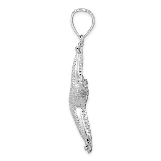 Sterling Silver Rhodium Plated Large Star Fish Pendant