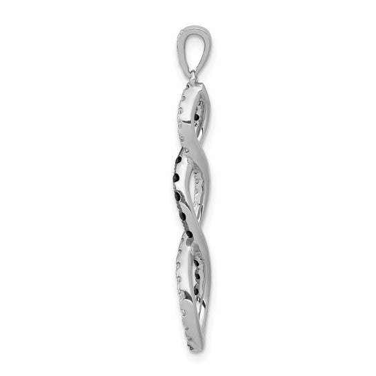14K White Gold 1/4 Carat Black & White Diamond Twisted Pendant