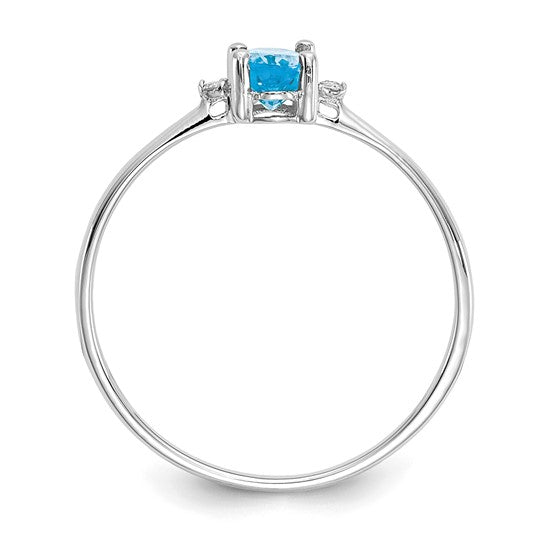 10K White/Yellow Gold .5 Carat Blue Topaz & Diamond Ring