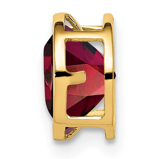 14K Yellow Gold 1.6 Carat Natural Garnet In Bezel Chain Slide