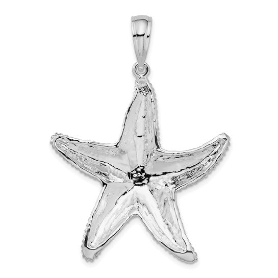 Sterling Silver Rhodium Plated Large Star Fish Pendant