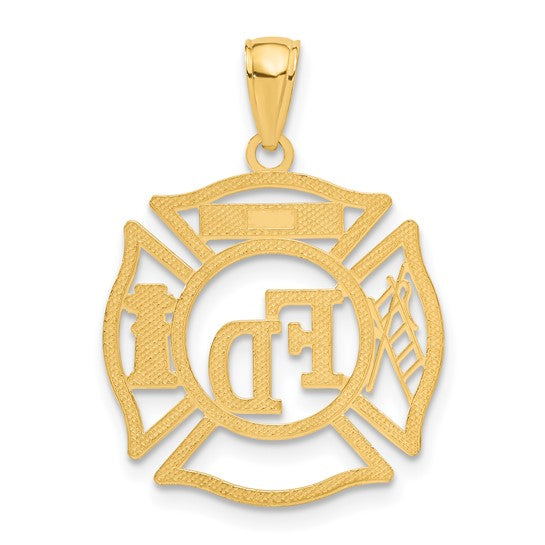 10K Yellow Gold Firefighter Shield Members Pendant