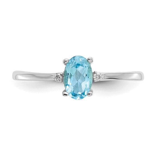 10K White/Yellow Gold .5 Carat Blue Topaz & Diamond Ring