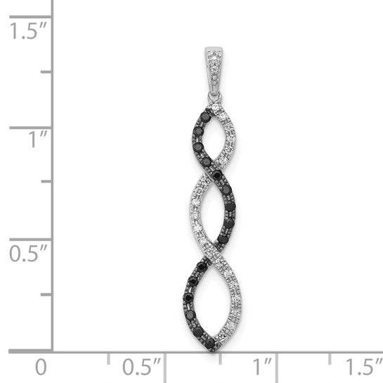 14K White Gold 1/4 Carat Black & White Diamond Twisted Pendant