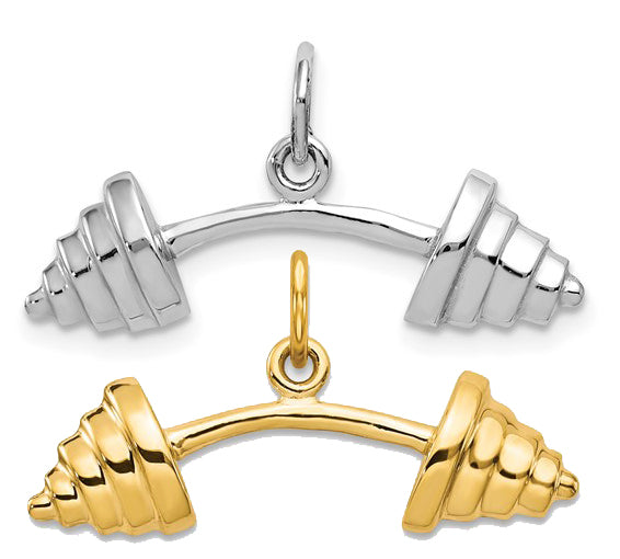 10K/14K White/Yellow Gold Barbell Pendant