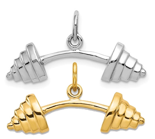 10K/14K White/Yellow Gold Barbell Pendant