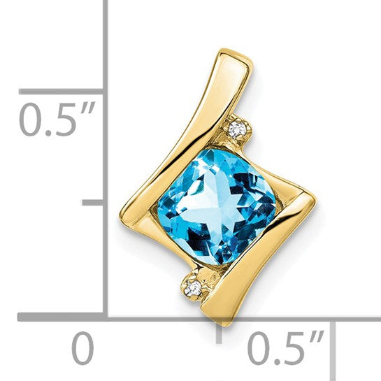 10K White Gold/Yellow Gold 1.25 Carat Blue Topaz & Diamond Chain Slide