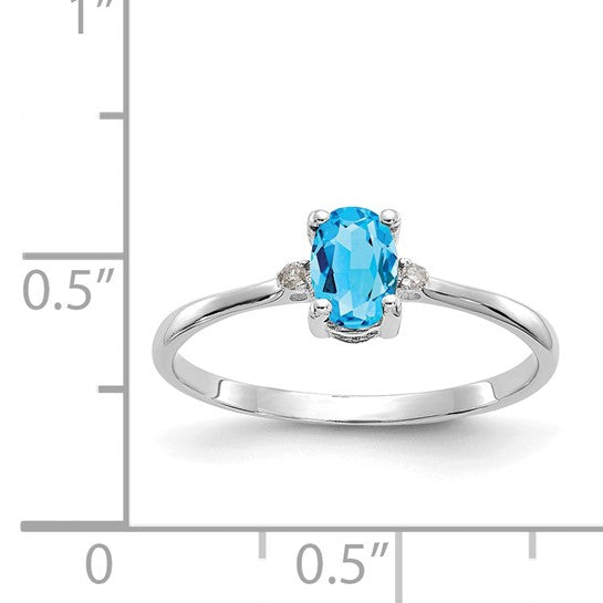 10K White/Yellow Gold .5 Carat Blue Topaz & Diamond Ring