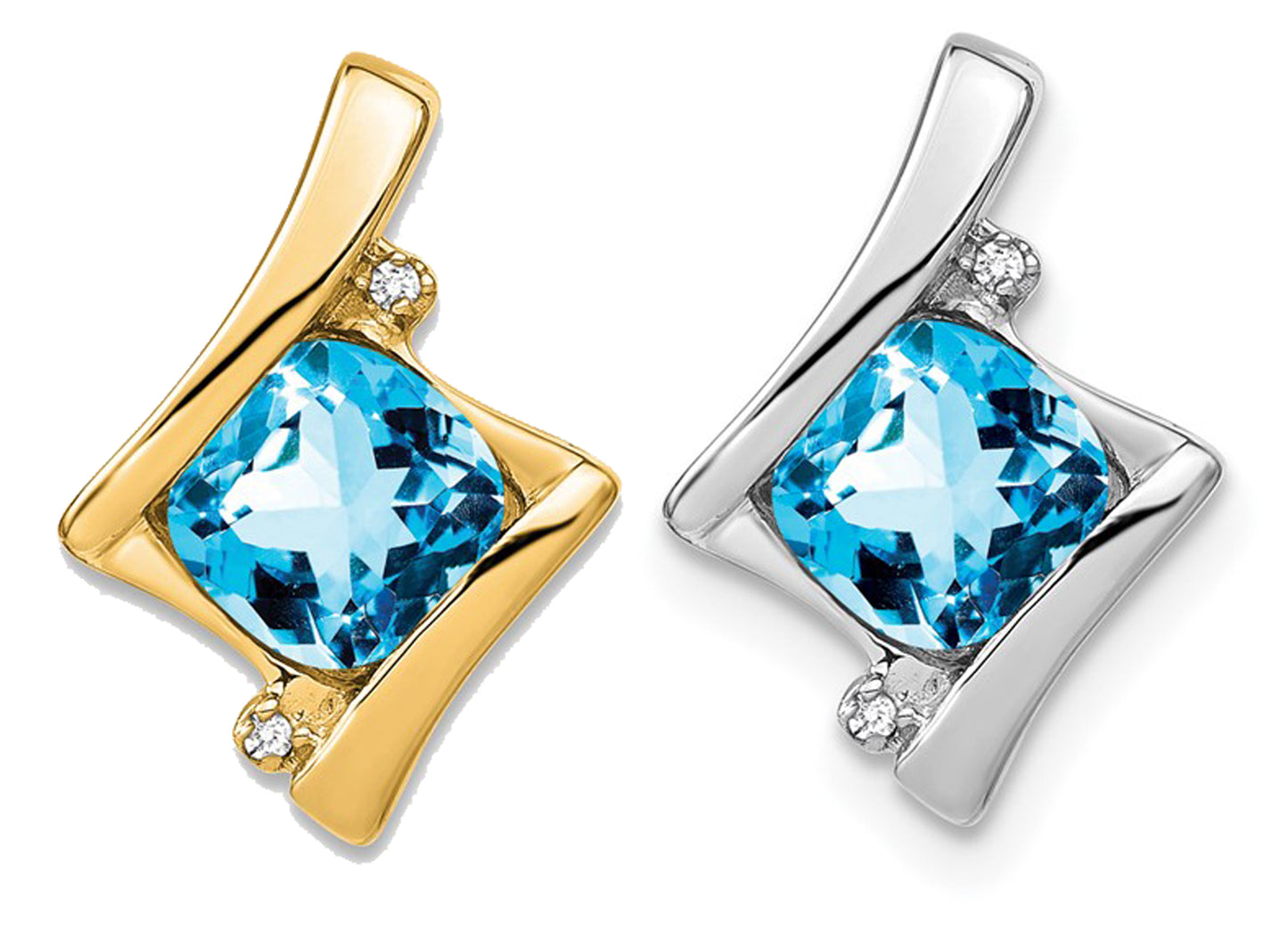 10K White Gold/Yellow Gold 1.25 Carat Blue Topaz & Diamond Chain Slide