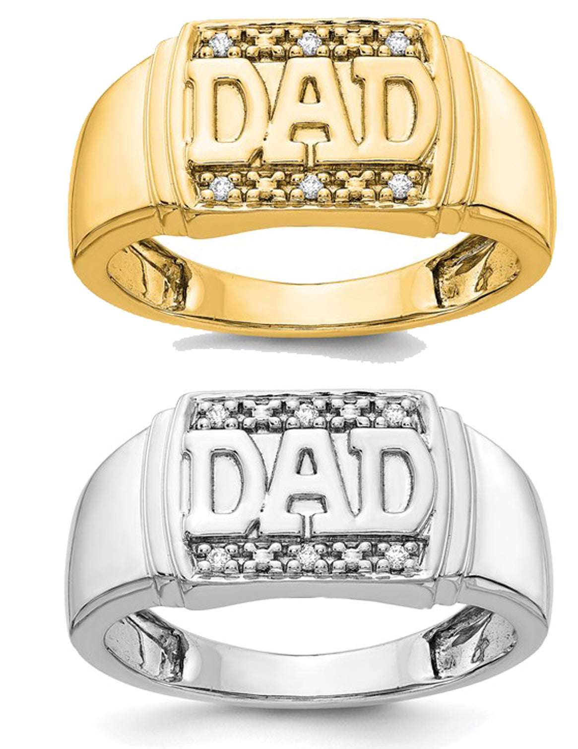 14K Yalow/White Gold Diamond Accent Dad Ring