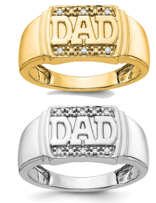 14K Yalow/White Gold Diamond Accent Dad Ring