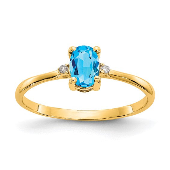 10K White/Yellow Gold .5 Carat Blue Topaz & Diamond Ring