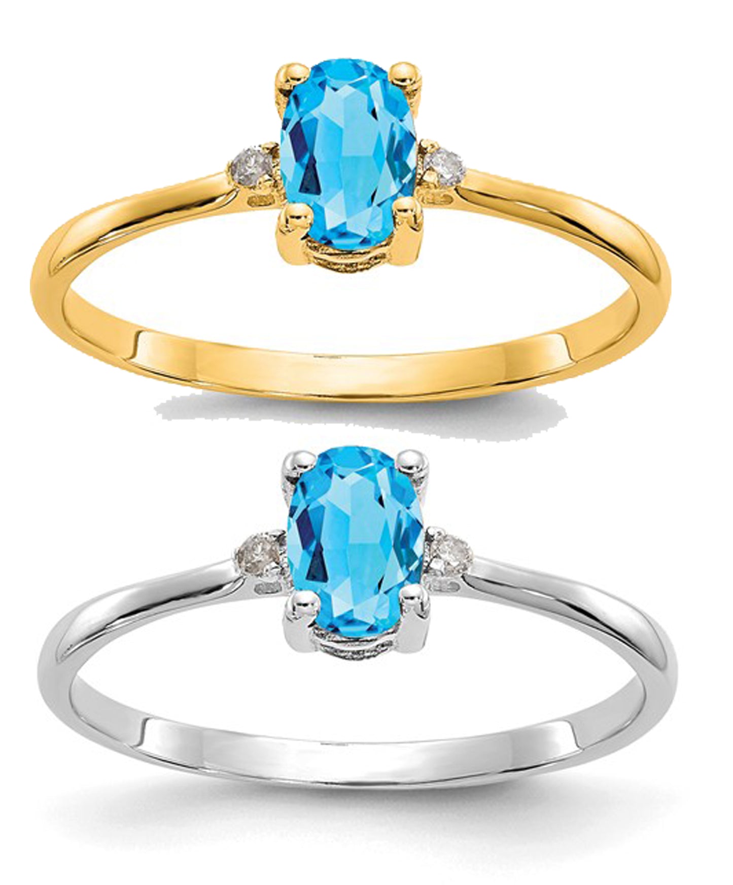 10K White/Yellow Gold .5 Carat Blue Topaz & Diamond Ring