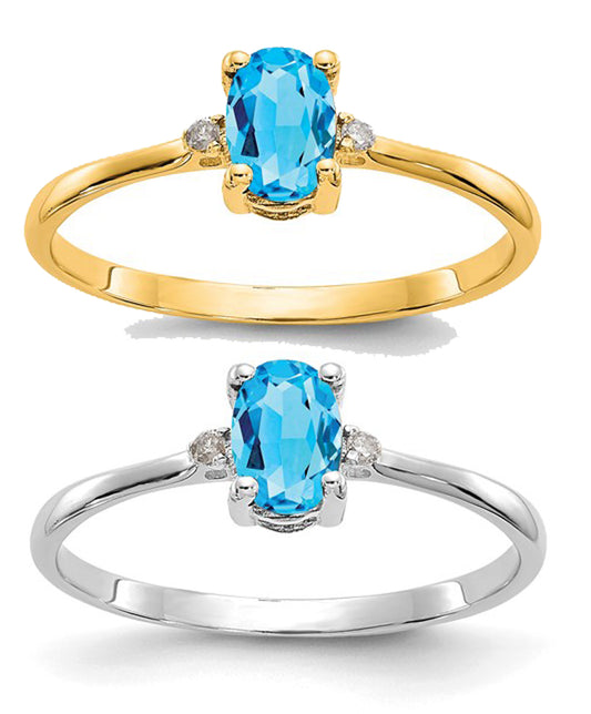 10K White/Yellow Gold .5 Carat Blue Topaz & Diamond Ring