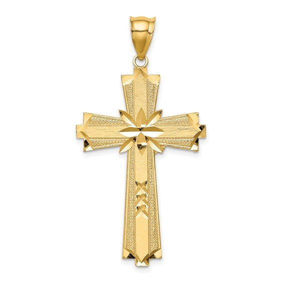 14K Gold Center Cut Cross Pendant