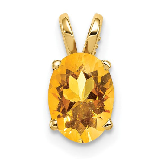 14K Yellow Gold Oval Cut Natural Citrine Pendant