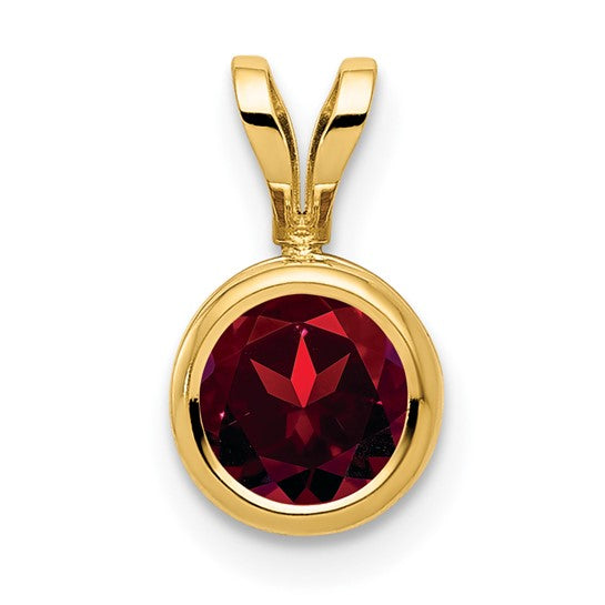 14K Yellow Gold 1 Carat Natural Garnet Bezel Pendant