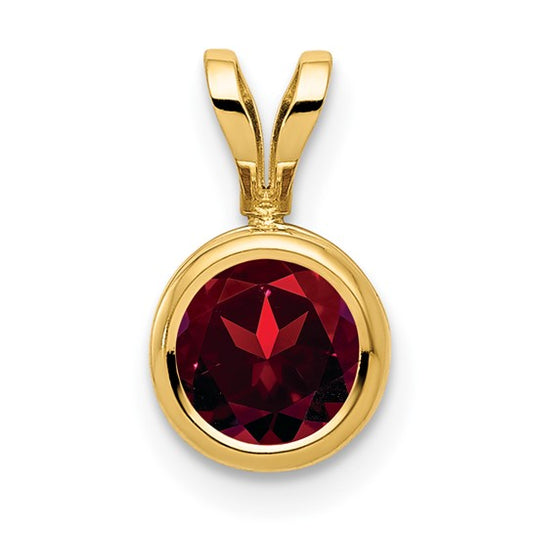 14K Yellow Gold 1 Carat Natural Garnet Bezel Pendant