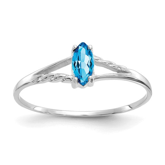 10K White/Yellow Gold Marquis Blue Topaz Ring