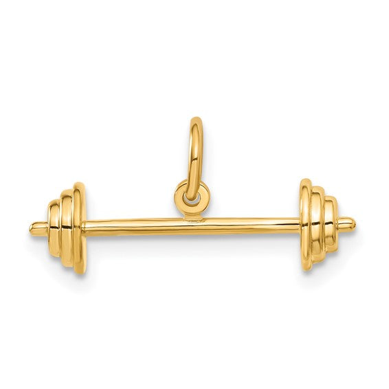 10K/14K Yellow Gold 3D Barbell Gym Pendant