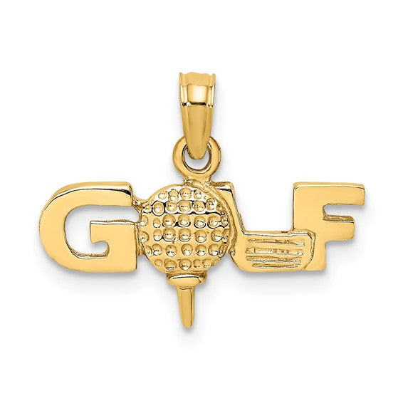10K Yellow Gold Golf Pendant