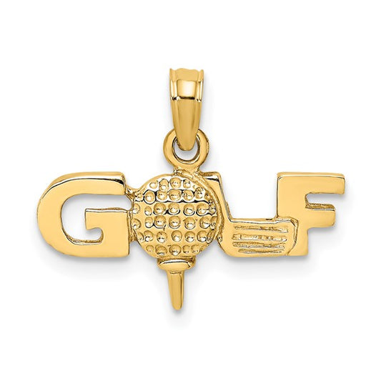 10K Yellow Gold Golf Pendant