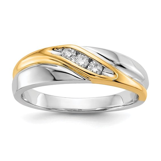 10K/14K White Gold Two Tone Men's Diamond Wedding Band