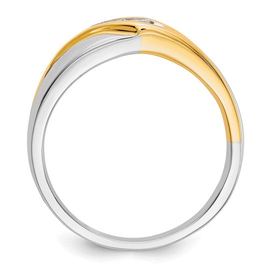 10K/14K White Gold Two Tone Men's Diamond Wedding Band