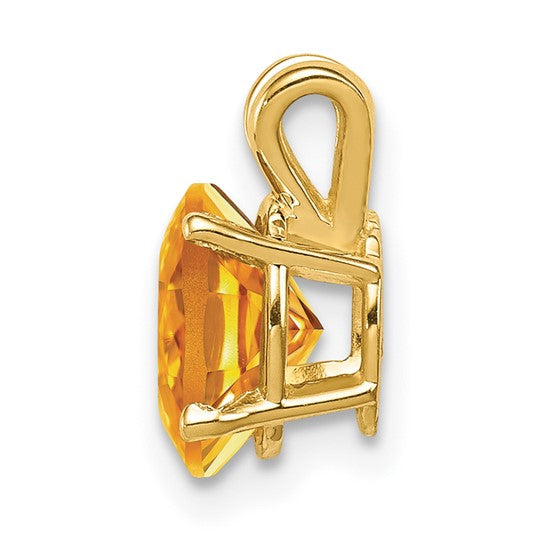 14K Yellow Gold Oval Cut Natural Citrine Pendant
