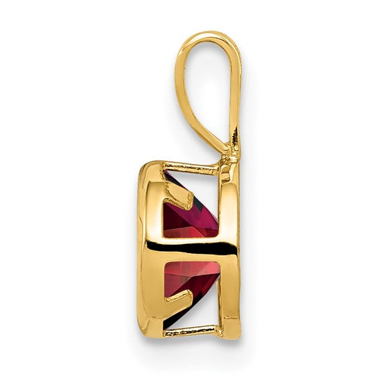 14K Yellow Gold 1 Carat Natural Garnet Bezel Pendant