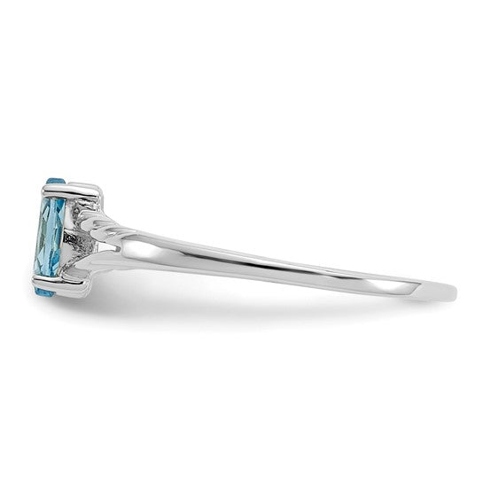 10K White/Yellow Gold Marquis Blue Topaz Ring