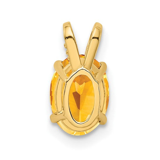 14K Yellow Gold Oval Cut Natural Citrine Pendant