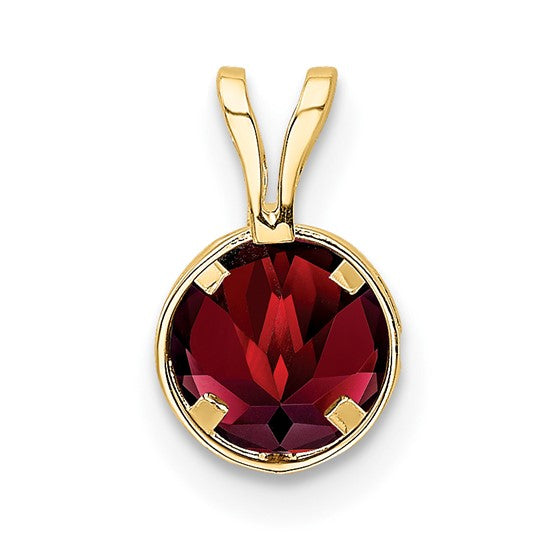 14K Yellow Gold 1 Carat Natural Garnet Bezel Pendant