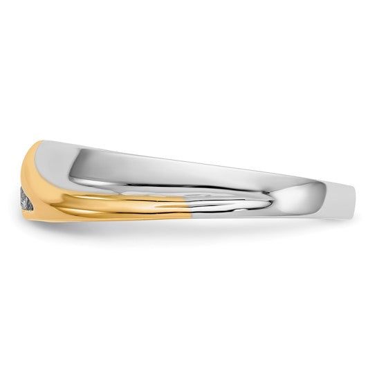 10K/14K White Gold Two Tone Men's Diamond Wedding Band