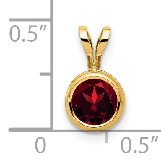 14K Yellow Gold 1 Carat Natural Garnet Bezel Pendant