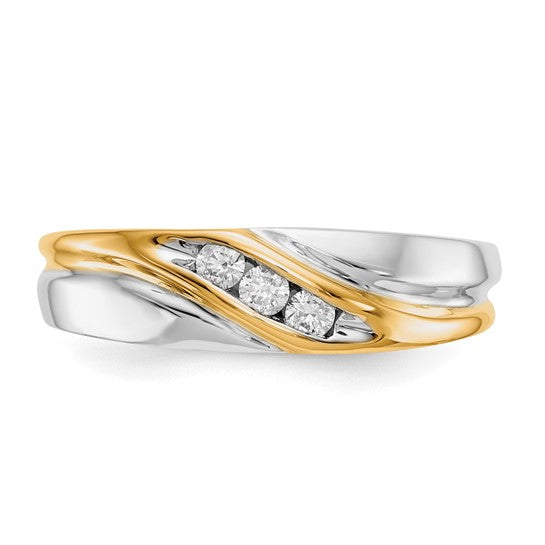 10K/14K White Gold Two Tone Men's Diamond Wedding Band