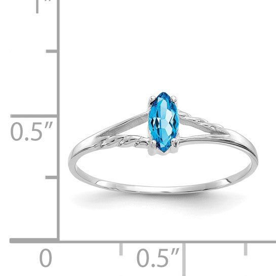 10K White/Yellow Gold Marquis Blue Topaz Ring